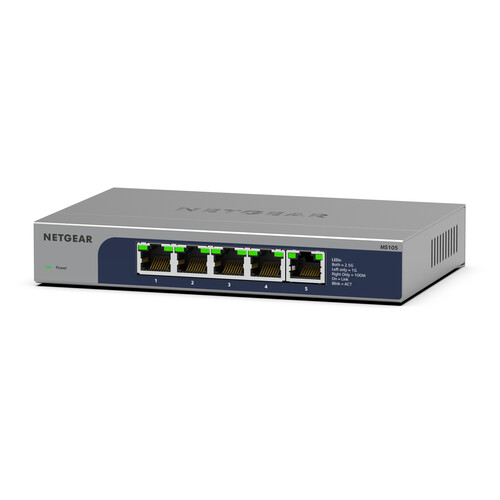 NETGEAR 5-Port Multi-Gigabit Ethernet Unmanaged Network Switch (MS105) -  with 5 x 1G/2.5G, Desktop or Wall Mount, and Limited Lifetime Protection 