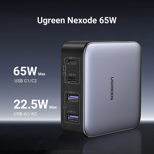 Ugreen Nexode 65W USB C GaN Charger-3 Ports Wall Charger Bundle