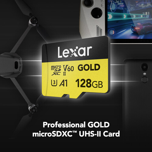 LEXAR MicroSDXC 128GO UHS-II V60 GOLD