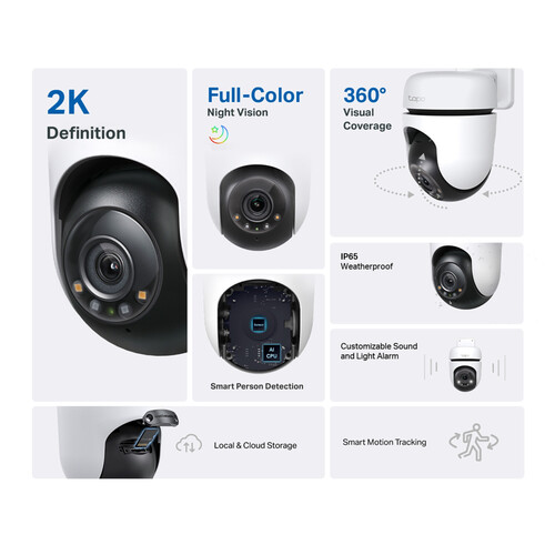 Tapo Caméra Surveillance WiFi intérieure 1080P C200, détection, audio.