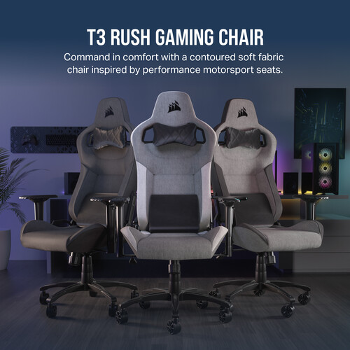 Corsair T3 RUSH Fabric Gaming Chair (Gray/Charcoal)