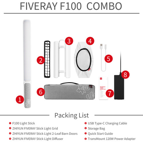 Zhiyun FIVERAY F100 LED Light - Combo | White