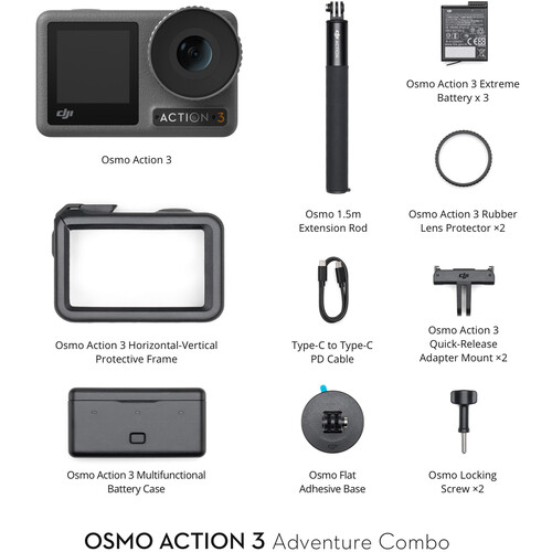 DJI Osmo Action 3 Camera Adventure Combo CP.OS.00000221.01 B&H DJI Osmo Action 3 Camera Adventure Combo CP.OS.00000221.01 B&H