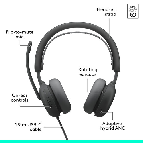 Logitech Zone Wired 2 Headset (Graphite, UC) — фото 6