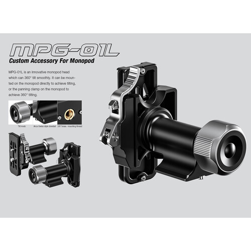 Leofoto MPG-01L Monopod Head Side Mount with Arca-Type QR Clamp and Plate