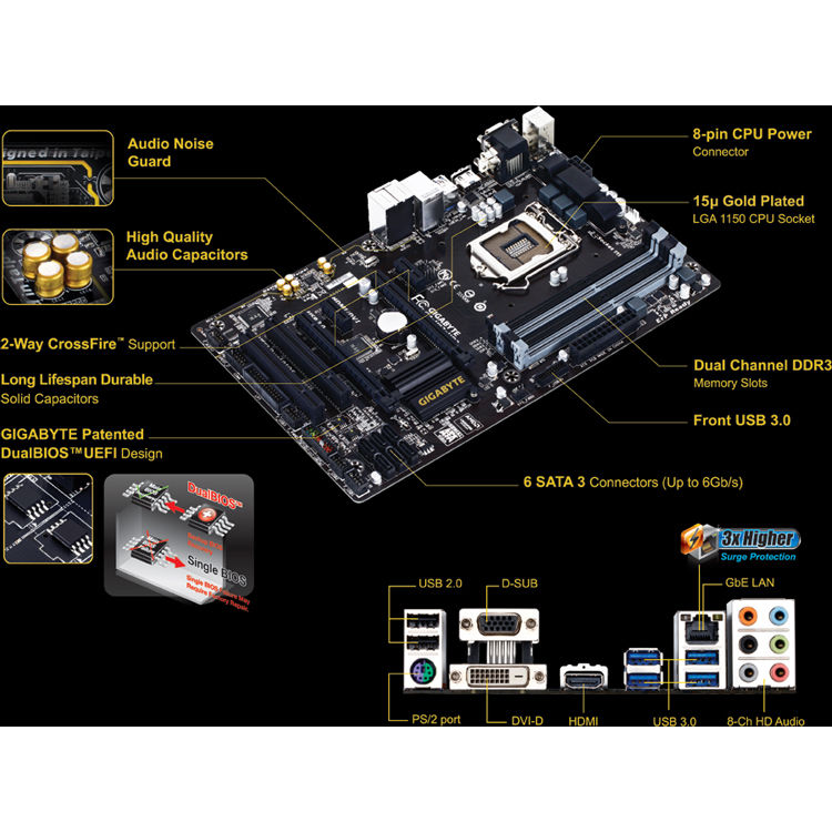 Gigabyte H97 Lga 1150 Micro Atx Motherboard Ga H97 Hd3 B H Photo