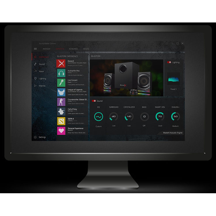 creative labs sound blasterx kratos s5